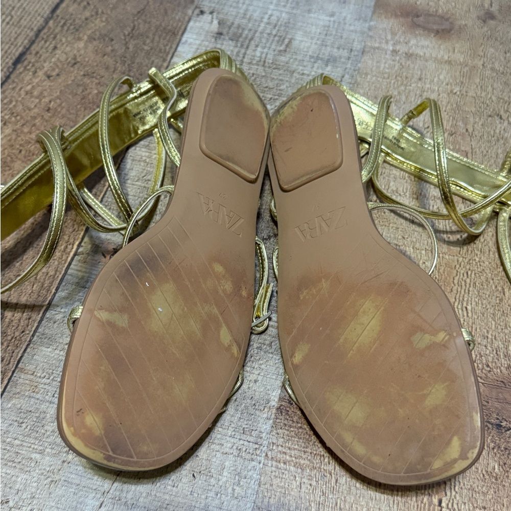 ZARA MULTI STRAP FLAT SANDALS with buckle detail bloggers favorite 37 6.5 - Picture 11 of 12